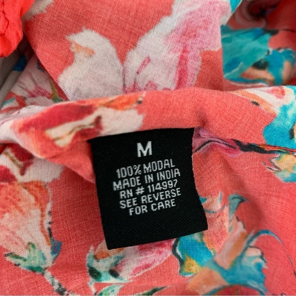 Tolani Collection Narissa Colorful Floral Caftan Tunic Top Womens M Art Modal - Picture 6 of 16